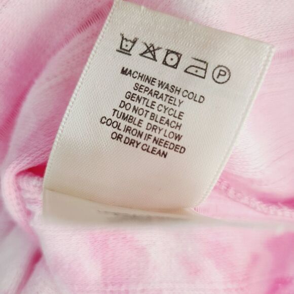 Anthropologie Top S Pink Knit Tie Dye Puff Sleeve Pullover Short Sleeve Shirt - Picture 8 of 8